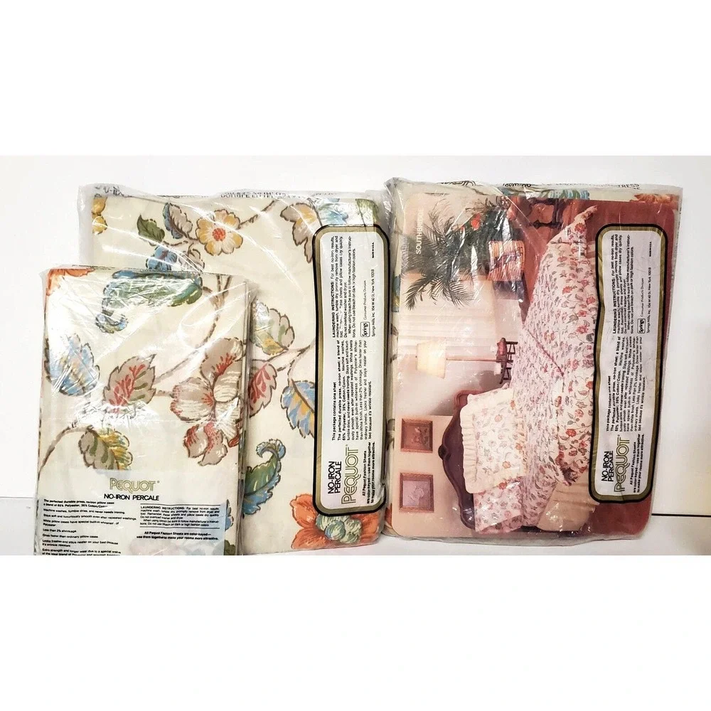 Vintage Pequot Percale Full Size Sheet Set 4 PC New in Package (1 Opened)‎